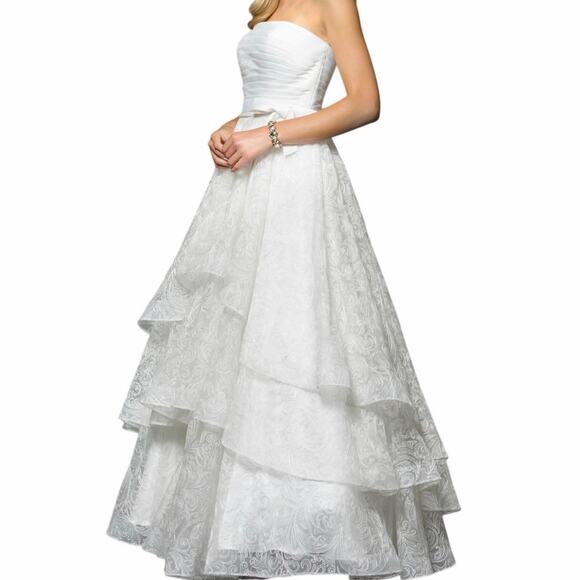 Colors Dress Dresses & Skirts - Colors Dress Collection 1594 Ivory Strapless Lace Formal Ballgown Women Size 2